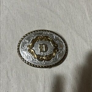 Silver and Gold Monogrammed Belt Buckle